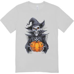 new skeleton w/ witch hat & pumpkin halloween t-shirt| hanes softstyle unisex XL